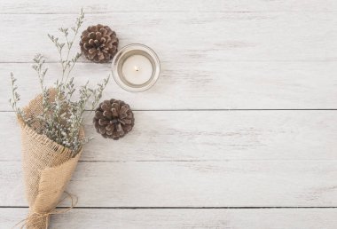 çiçek ve mum dekorasyon paneli afiş ahşap tablo 