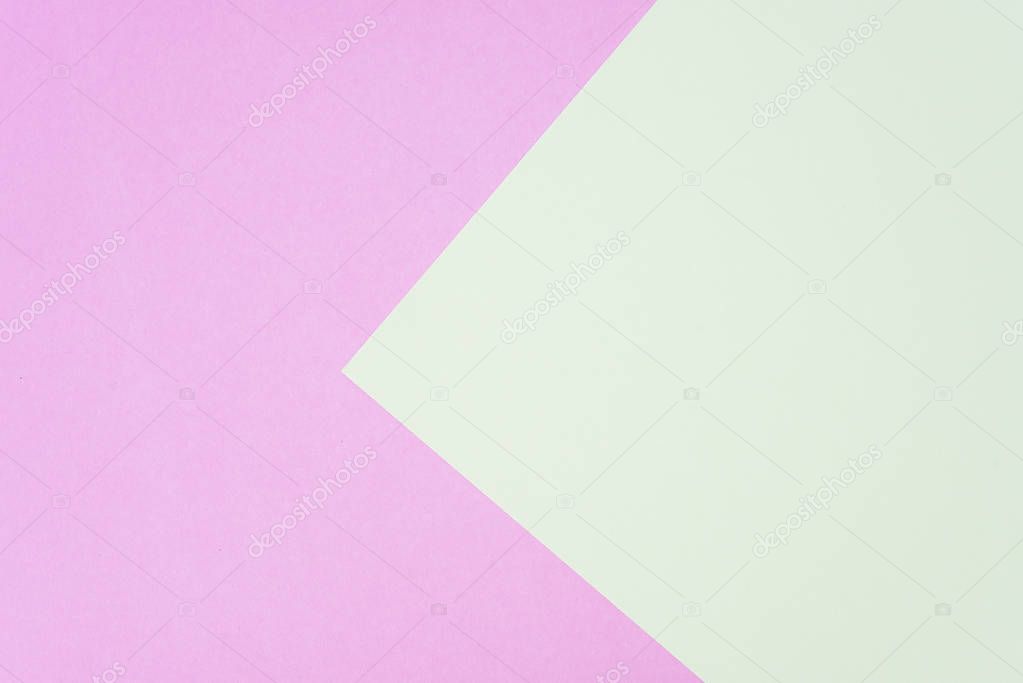 Flat lay, pink and green paper pastel colors for texture 
