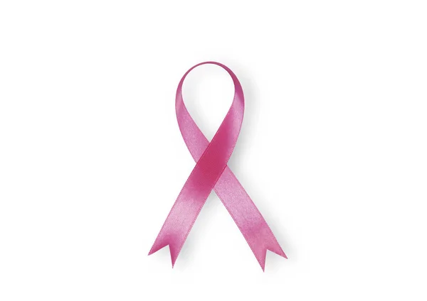 Cancro al seno a nastro rosa isolato su sfondo bianco . — Foto Stock