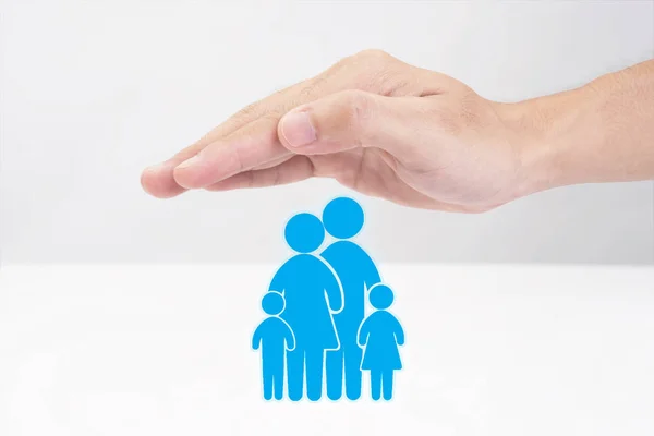 Kéz védelme családi ikon. koncepció életbiztosítás. — Stock Fotó