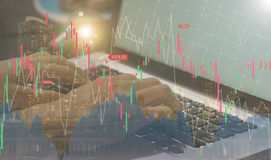laptop ile stok ticaret grafik ana bilgisayar ekranında. 