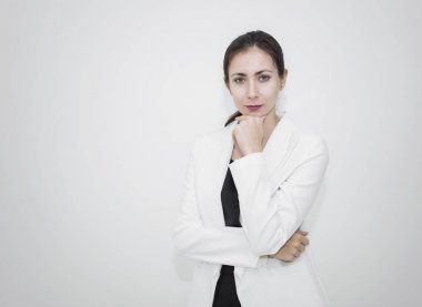 Portre genç işkadını seyir için bir şey yakışıklı.