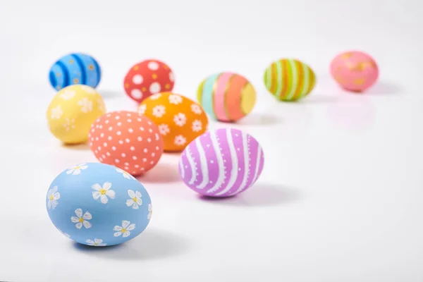 Diseño Creativo Pintura Pascua Colorido Huevos Varios Patrón Hecho Mano — Foto de Stock