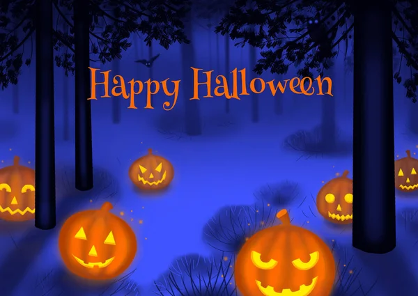 Mutlu Cadılar Bayramı illüstrasyon poster veya kartpostal