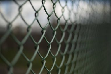 Yeşil koyu mesh çit closeup arka plan