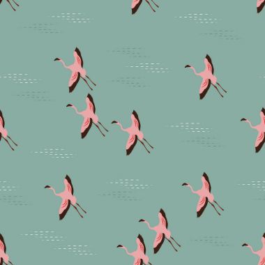 Flamingolar su seamless modeli üzerinde uçan güzel