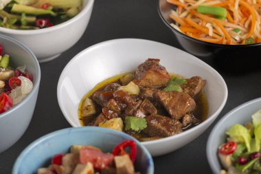 vietnamese, fish cakes, cucumber salad, ground pork salad, cooki