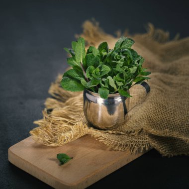 Naneli. Teneke bir sürahide birkaç nane şekeri. Metin için alanı kopyala