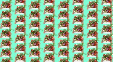 Bahçeden taze sebzeli desen. Tasarımcı boş