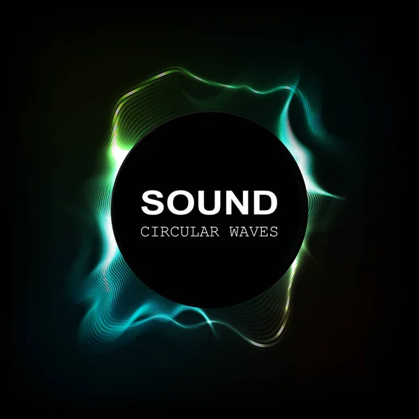 radyal renk ses dalgaları koyu arkaplanda izole edilmiş, vektör illüstrasyonu