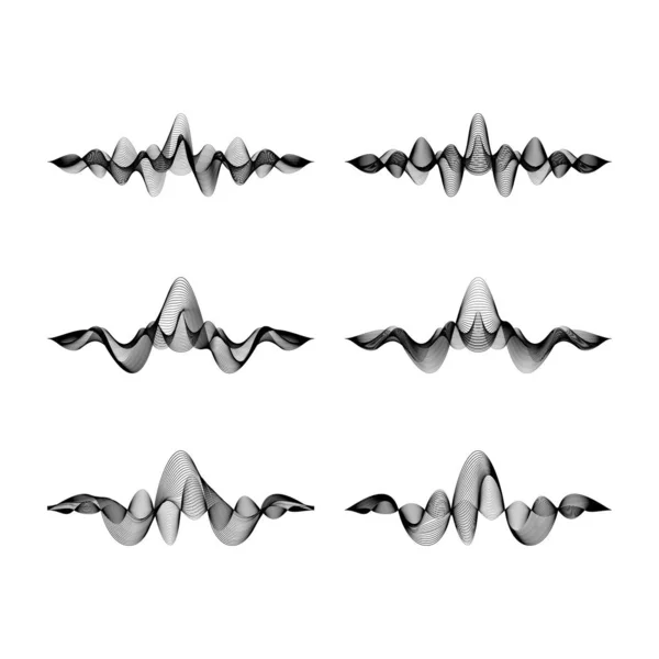在白色背景上孤立的一组波形 矢量图解 — 图库矢量图片