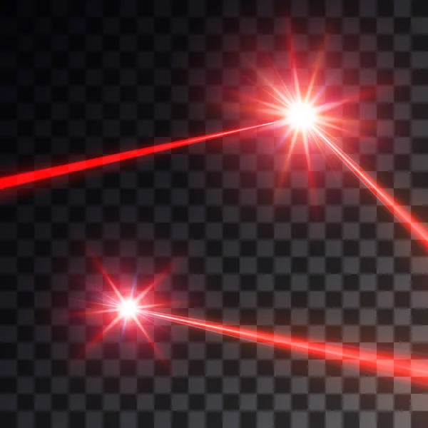 Conjunto Feixe Laser Vermelho Ilustração Vetorial — Vetor de Stock