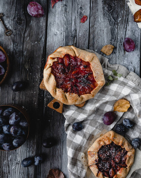 Fresh baked plum tarts