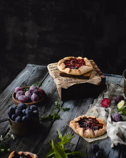 Fresh baked plum tarts