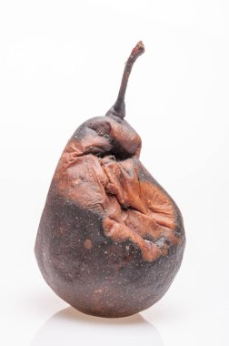 Buruşuk ve çürük kahverengi armut izole