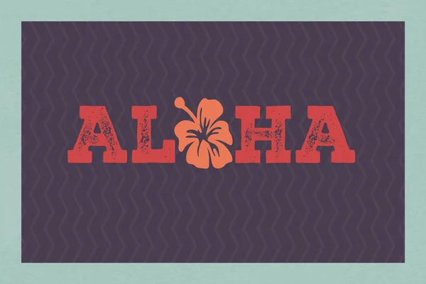 Aloha Hawaii Virágos Póló Nyomtatás Nyári Paradicsom Kifejezést Szörfözés Kapcsolódó — Stock Vector
