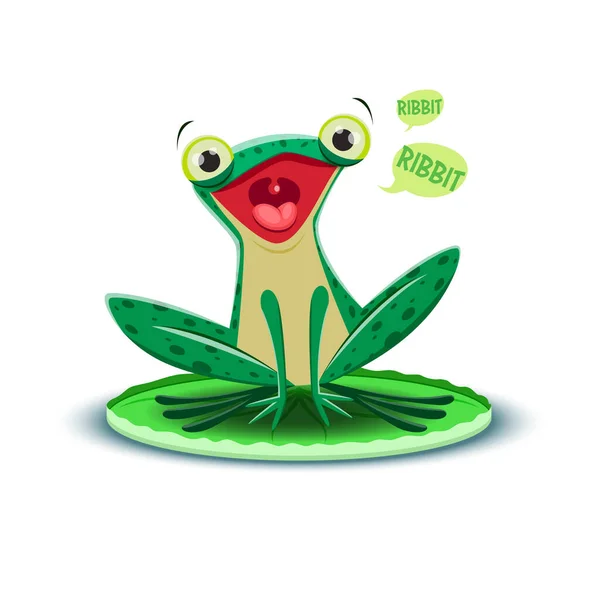 A cute frogling says ribbit. Vector illustration. — Stock Vector