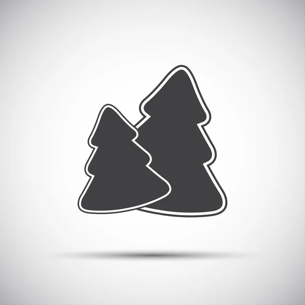 Simpel grijs pictogram van twee kerstboom, vectorillustratie — Stockvector