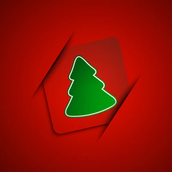 Simple vector christmas tree on red background, marry christmas — Διανυσματικό Αρχείο