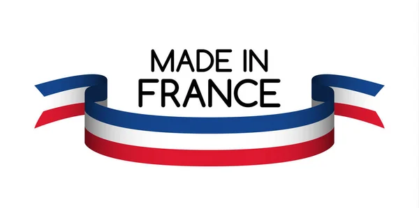 Fabriqué en France symbole, ruban de couleur avec le tricolore français — Image vectorielle