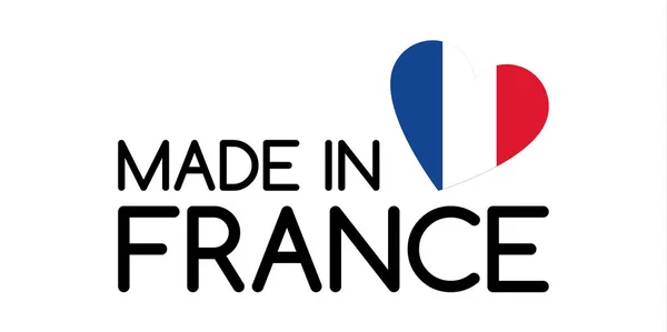 Symbole made in France avec cœur aux couleurs du tricolore français — Image vectorielle