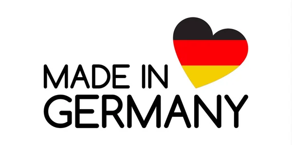 Gemaakt in Duitsland symbool met hart in de kleuren van de Duitse tricolor — Stockvector