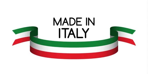 Made in Italy simbolo, nastro colorato con tricolore italiano — Vettoriale Stock