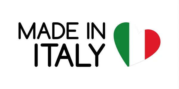 Készült Olaszország szimbólum a szív, a színek az olasz tricolor — Stock Vector