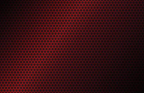 Fond polygones géométriques rouges, symbole hexagonal, papier peint métallique noir abstrait, illustration vectorielle — Image vectorielle