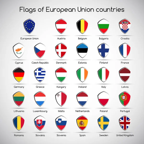 Set the flags of European Union countries, symbol shield for your infographic, vector illustration — Stock Vector