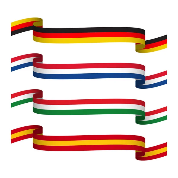 Vektör kurdele Almanya, Fransa, İtalya ve İspanya Infographic, web ve apps için beyaz arka plan üzerinde izole renkleri ayarla — Stok Vektör