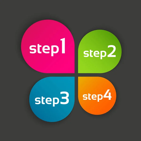 Farbiges Kleeblatt mit vier Schritten — Stockvektor