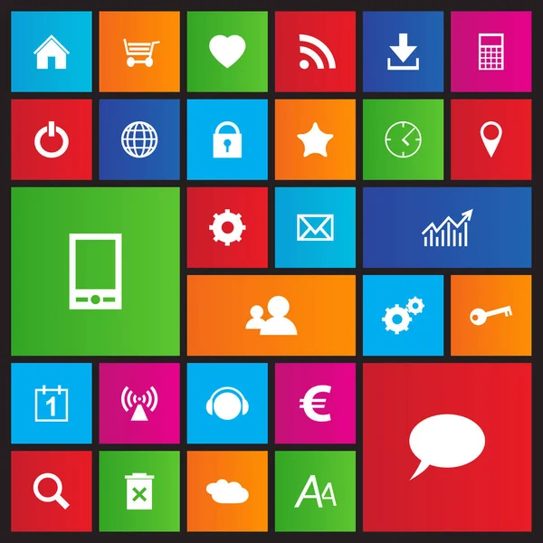 Conjunto de iconos de navegación web en estilo metro, diseño plano — Archivo Imágenes Vectoriales