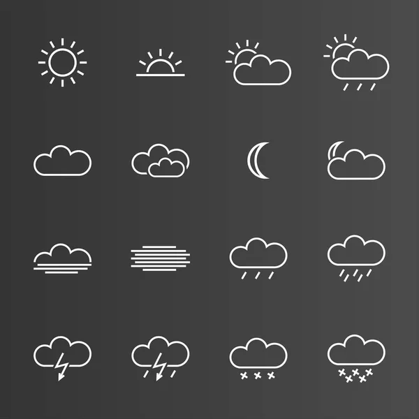 Set of simple weather icons isolated on grey background — Stock Vector