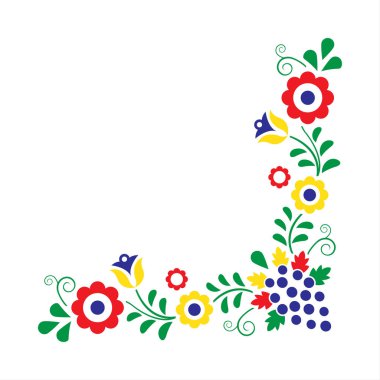 Beyaz bir arka plan üzerinde izole renkli folklor süsleme