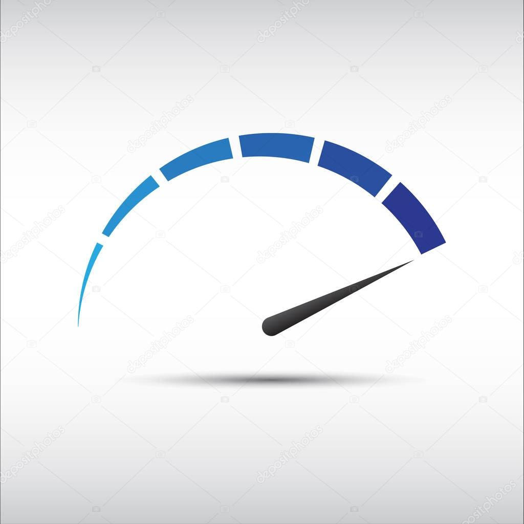 Blue vector tachometer,  speedometer icon