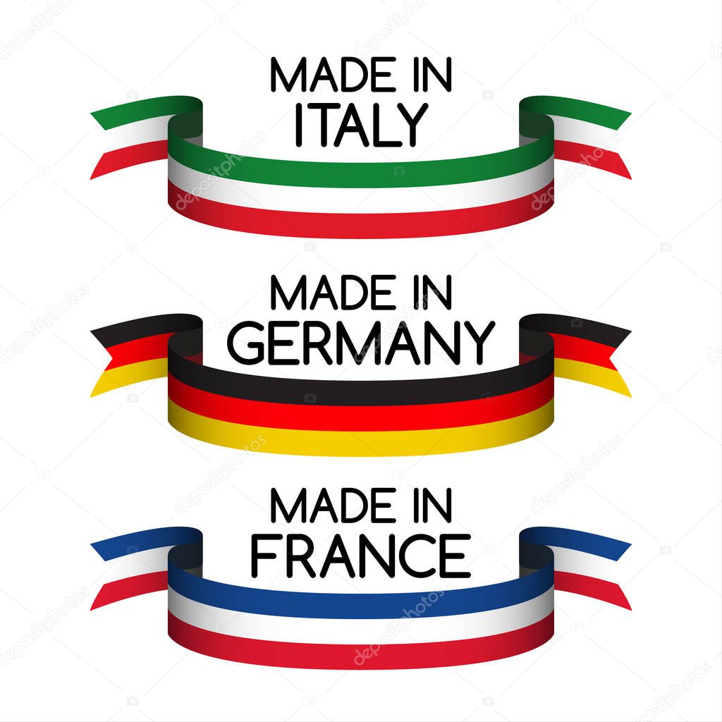Ribbons Made in Germany, Made in France and Made in Italy