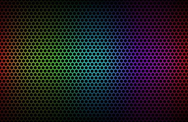 Πολύχρωμα γεωμετρικά εξάγωνα φόντο, αφηρημένη μεταλλικό ταπετσαρία — Διανυσματικό Αρχείο