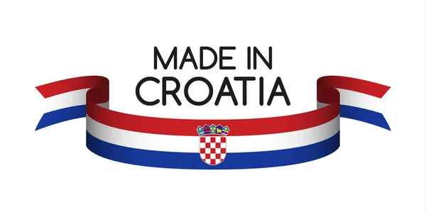 Ruban de couleur avec le tricolore croate, Made in Croatia symbole — Image vectorielle