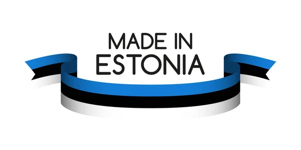Ruban de couleur avec le tricolore estonien, Fabriqué en Estonie — Image vectorielle