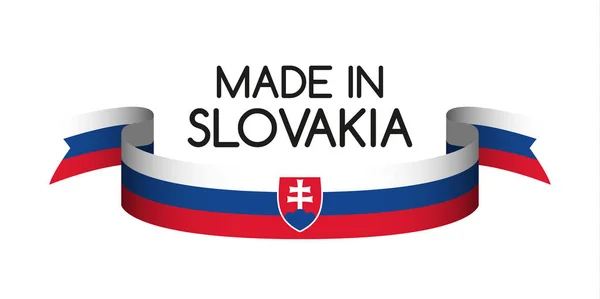 Ruban de couleur avec le tricolore slovaque, Made in Slovakia symbole — Image vectorielle