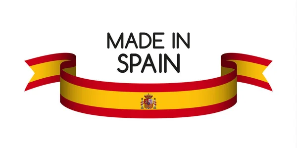 Ruban de couleur avec les couleurs espagnoles, Made in Spain symbole — Image vectorielle