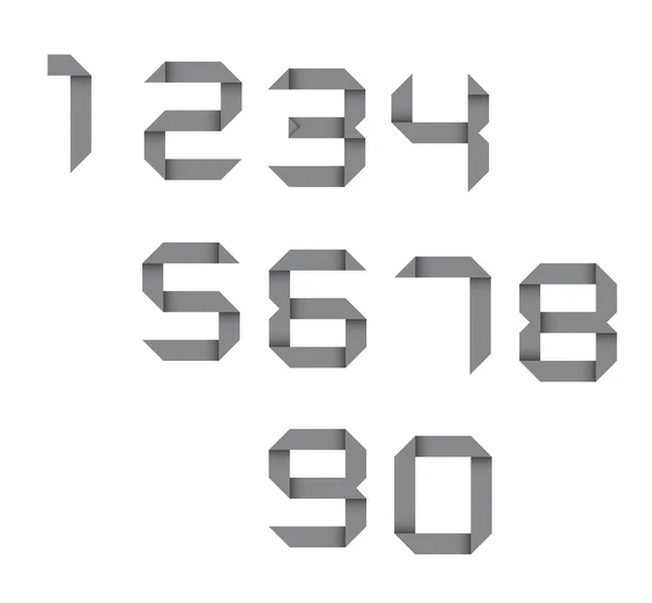 単純な折り紙の数字が白い背景で隔離のセット — ストックベクタ