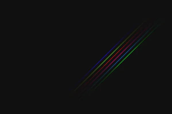 Fondo abstracto negro con líneas de neón azul, rojo, rosa, verde y amarillo — Vector de stock