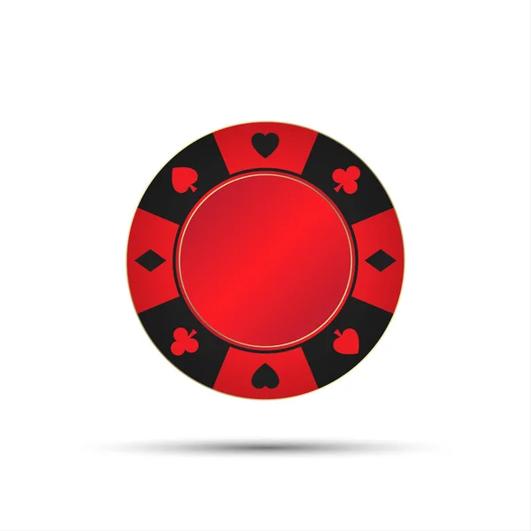 Chip de casino vermelho isolado no fundo branco — Vetor de Stock