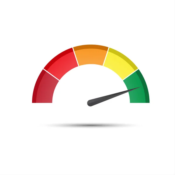 Farbtachometer mit Zeiger im grünen Teil, Tacho — Stockvektor