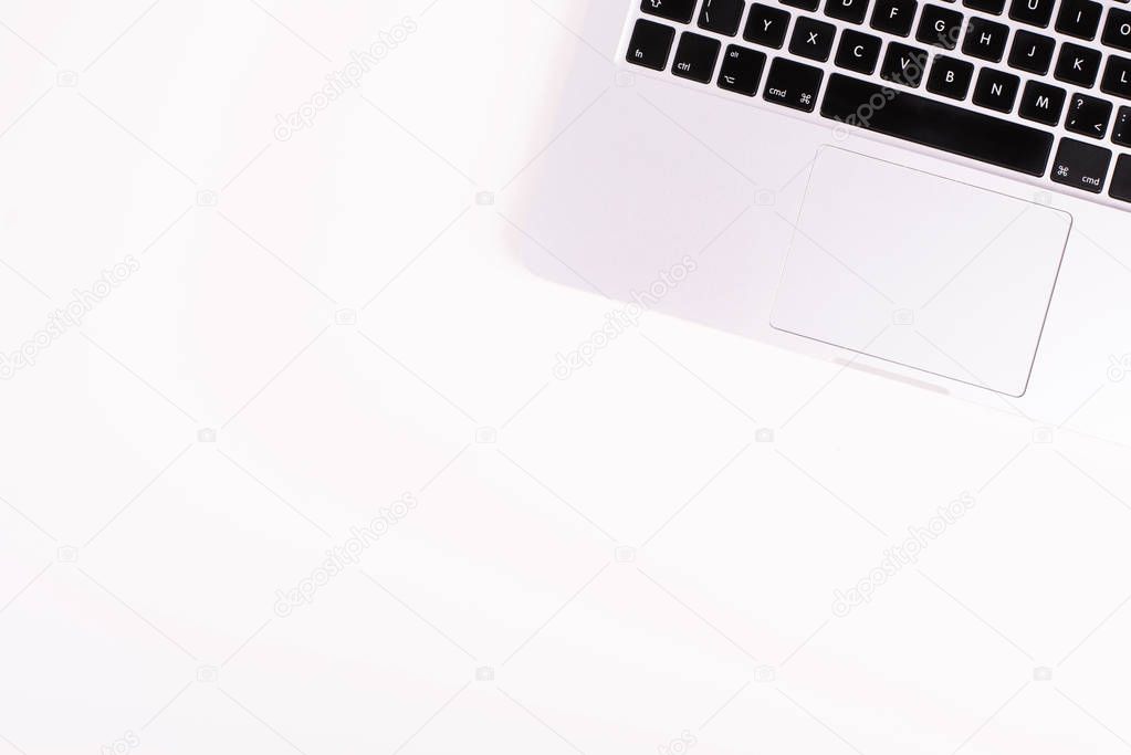 Blank workspace, modern laptop isolated on white background