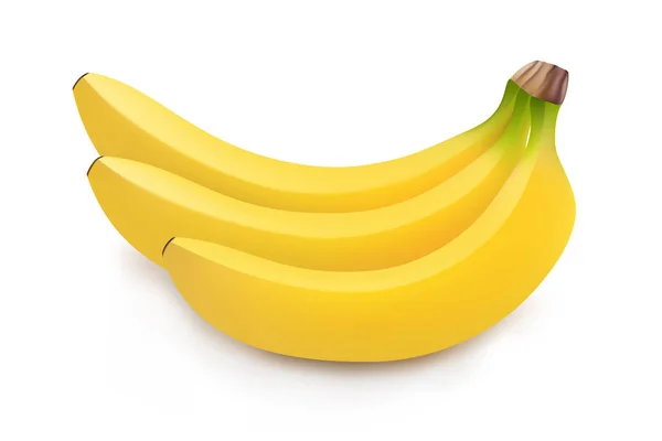 Illustrazione realistica di mazzo di banane isolate su sfondo bianco — Vettoriale Stock