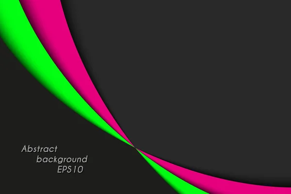 Schwarze, rosa und grüne Kurven auf schwarzem Hintergrund mit Leerraum für Ihren Text — Stockvektor
