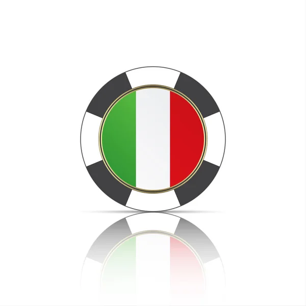 Casino poker fişleri ile İtalyan bayrağı, basit vektör çizim — Stok Vektör